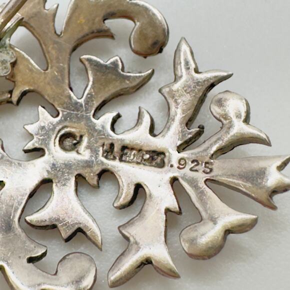 Vintage Cut Out Heart Pendant & Earrings Set Ster. Silver 925 Signed J. Rogers - Picture 13 of 13